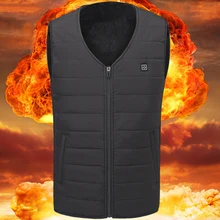 Интимный дизайн USB Электрический Теплый жилет с подогревом зимний перезаряжаемый V образным вырезом куртка с подогревом хлопок быстрый нагрев сохраняет тепло