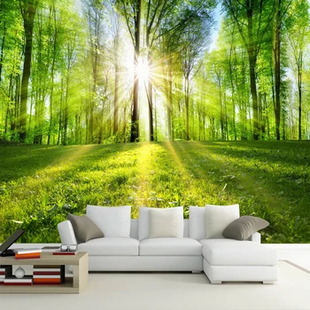 

Custom Mural Wallpaper Sunshine Forest Nature Landscape Wall Painting Living Room TV Background Wall Papers Home Decor Bedroom