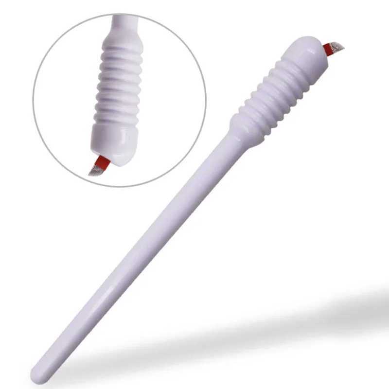 

Professional Permanent Makeup White Disposable Microblading Pens Hand Tools 0.18mm 18pins Needles Embroidery Blades Accessories