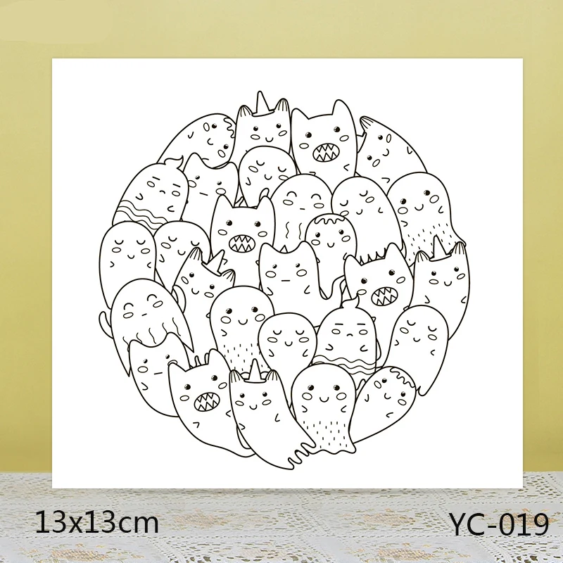 

ZhuoAng Happy Halloween Shy Ghost Clear Stamps For DIY Scrapbooking/Card Making/Album Decorative Silicon Stamp Crafts