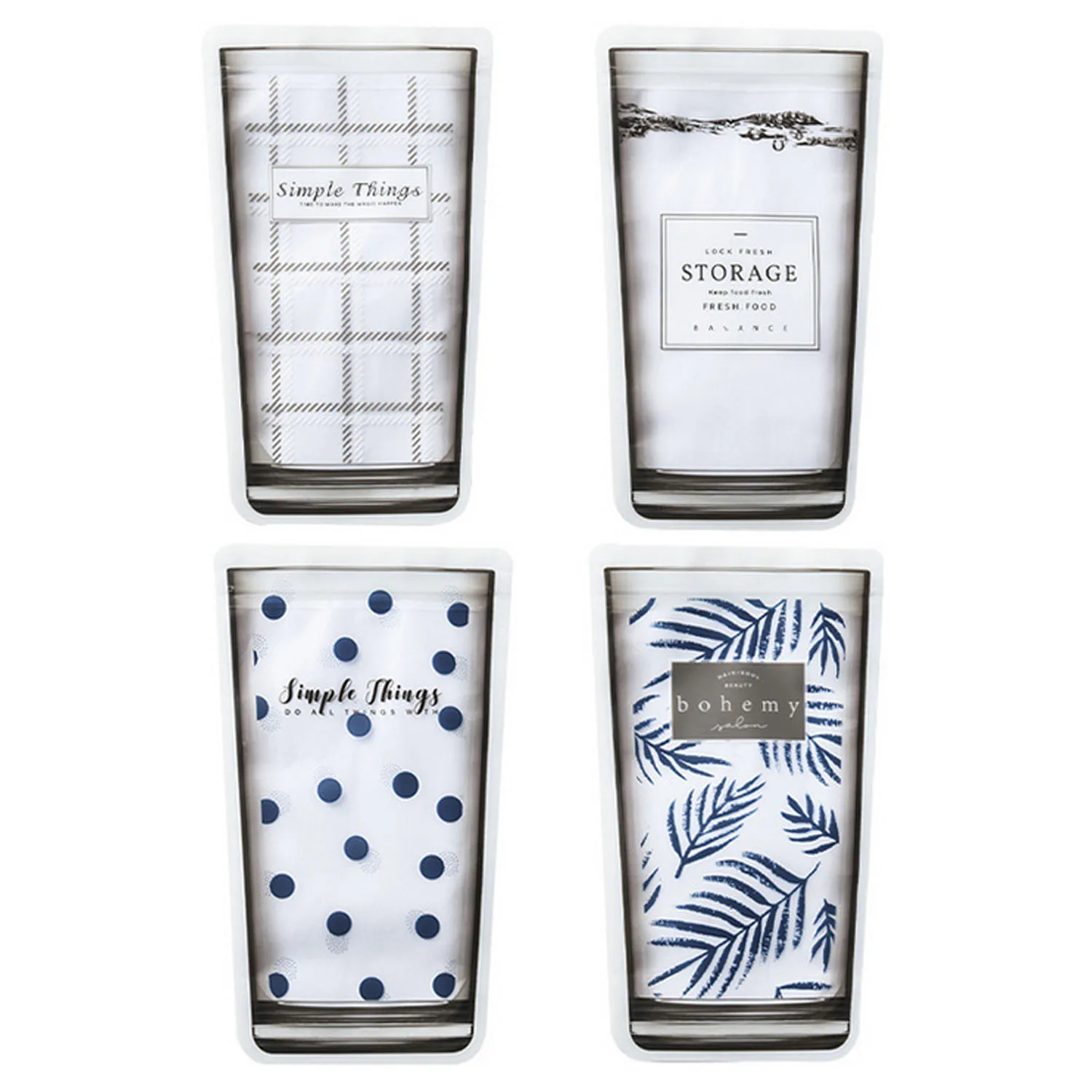 Behogar Многоразовые Пакеты для хранения продуктов 4 шт. морозильная камера пакеты