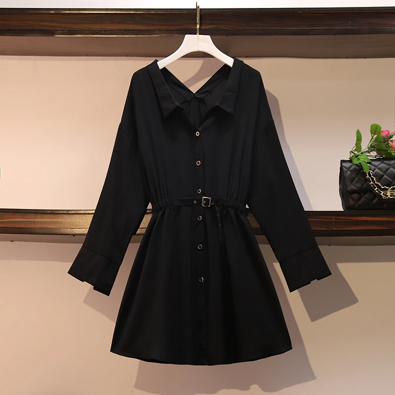 

M-4XL Plus Size Women Korean V-Neck Loose Sashes Lanon Mini Dress 2020 Spring Natural Elegant Long Sleeve Dress Party Vestidos