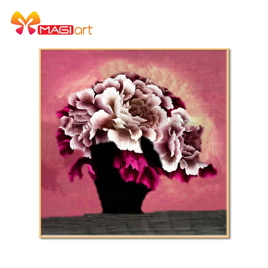 

Cross stitch kits Embroidery needlework sets 11CT water soluble canvas patterns 14CT Flower painting a bunch of flower-NCMF067