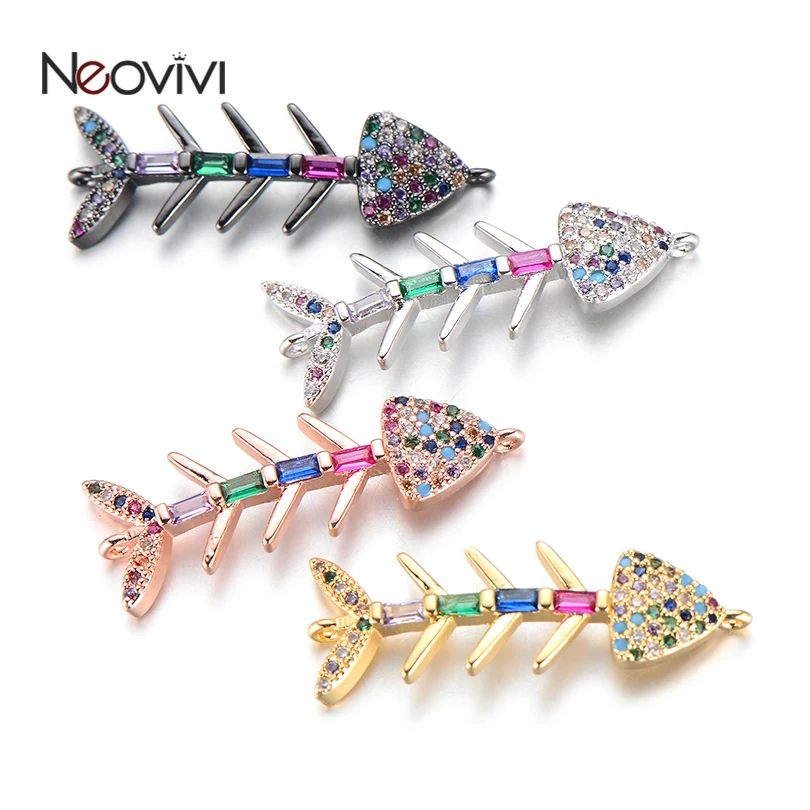 Neovivi бусины в виде рыбьей косточки микро проложенный разноцветный циркониевый