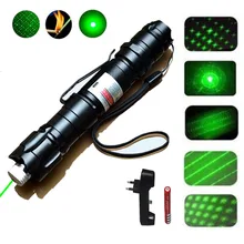 Охотничий Мощный 1000 м 5 мВт зеленый лазерный прицел, светильник, военный Регулируемый фокус, лазерная указка с аккумулятором 18650+ зарядное устройство европейского стандарта