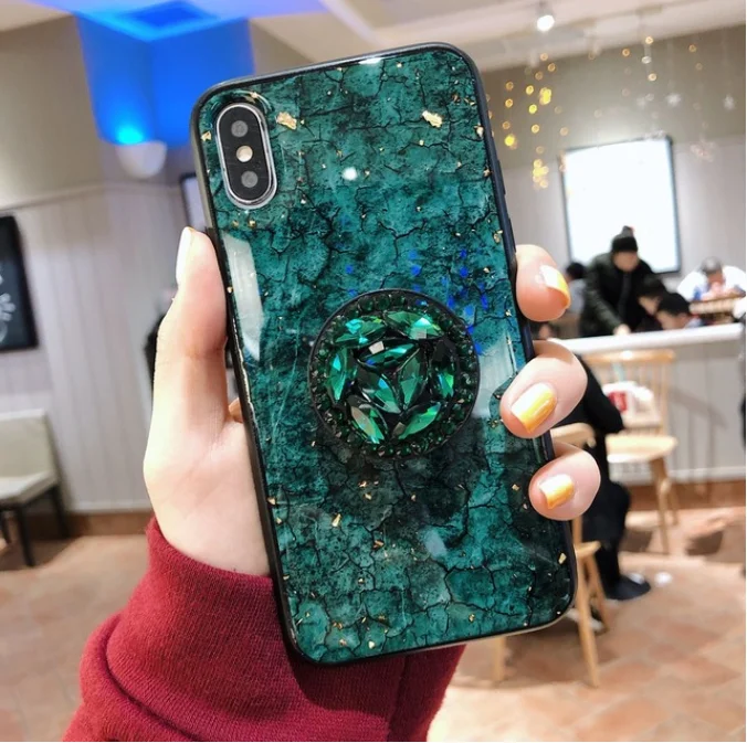Блестящий чехол с ремешком для huawei Honor 10 Lite 8S 8X 9X 8A 8C 20 Pro 10i 20i 7A Pro 7C 7X mate SE 8 9 Lite - Цвет: Green Holder