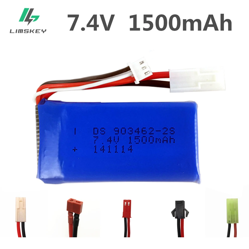 Литий Полимерный Аккумулятор 7 4 В 1500 мАч для Wltoys 144001 car Feilun FT009 Huanqi 955/948 RC лодка