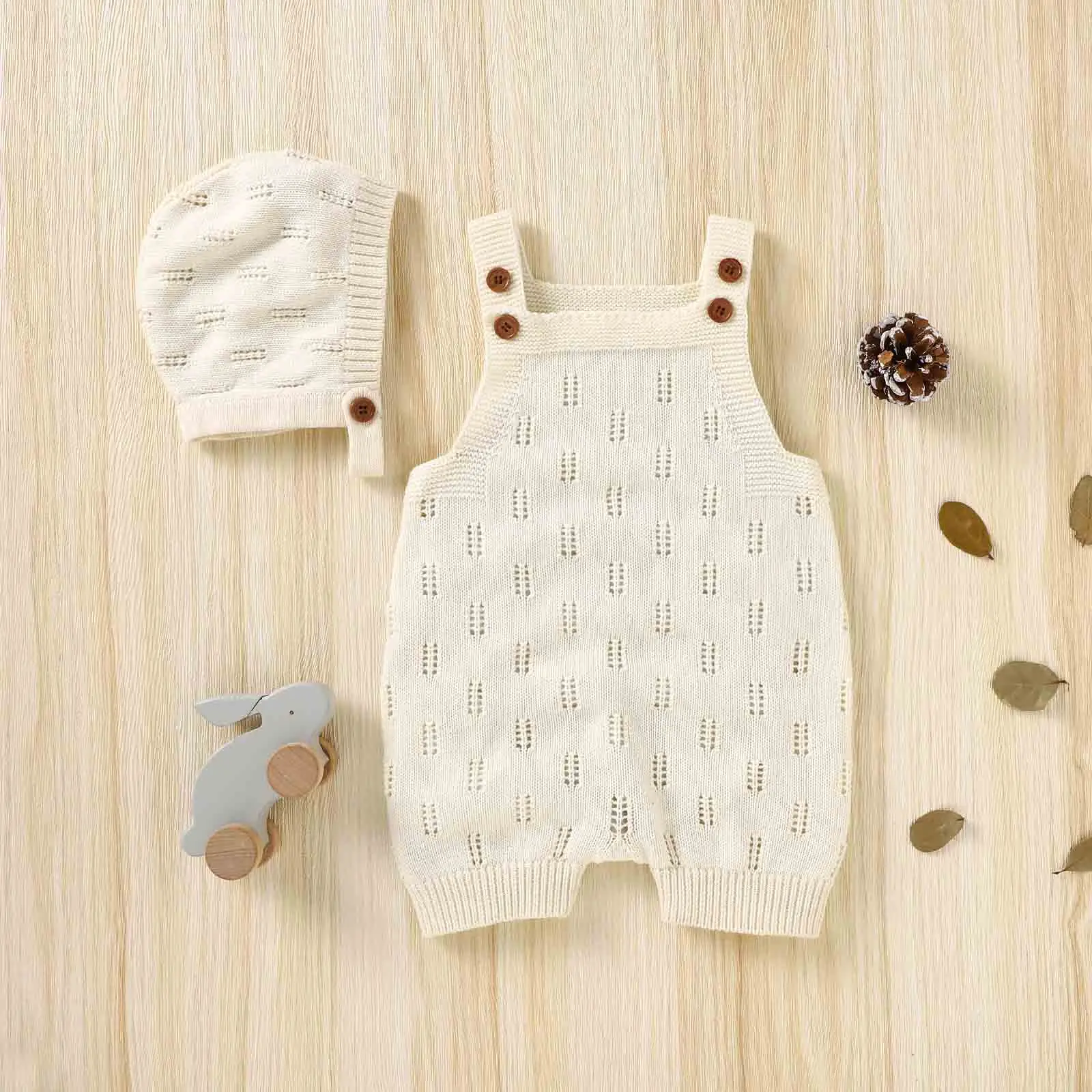 Baby Bodysuits cheap Newborn Baby Rompers Hats Clothes Sets Autumn Winter Solid Knitted Infants Kids Boy Girl Sweaters Jumpsuits Outfits 2pc Knitwear Cotton baby suit Baby Rompers