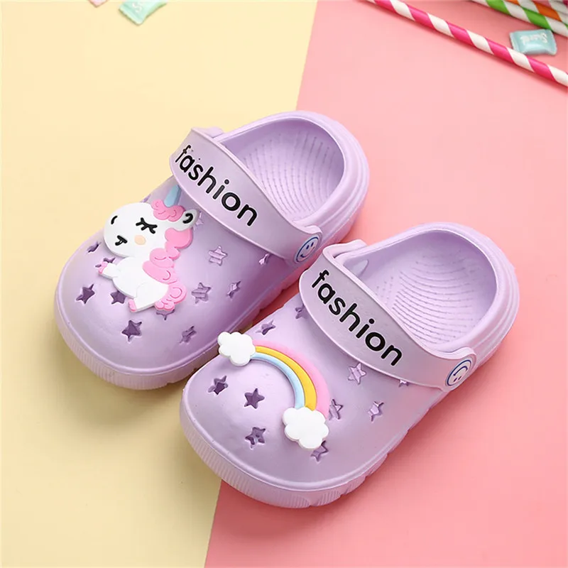 Unicorn Slippers For Boy Girl Rainbow Shoes 2021 Summer Toddler Animal Kids Outdoor Baby Slippers Cartoon Kids Slippers cut plush animal winter ski hat beanie cap for girl women 8 years old youth teen headwear for outdoor snow cold weather freeship