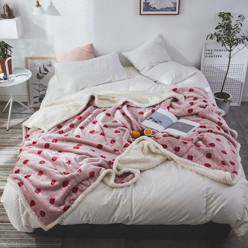 

Simanfei Woolen Blankets Composite Printed Winter Single Double Blanket Double-faced Flannel Coral Fleece Soft Warm Air Blanket