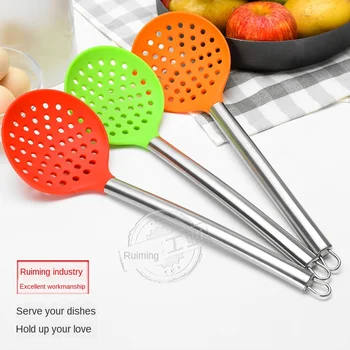 

Stainless Steel Handle Silica Gel Big Colander Silica Gel Colander Non-stick Pot Special Filter Screen Large-size Noodles Soup