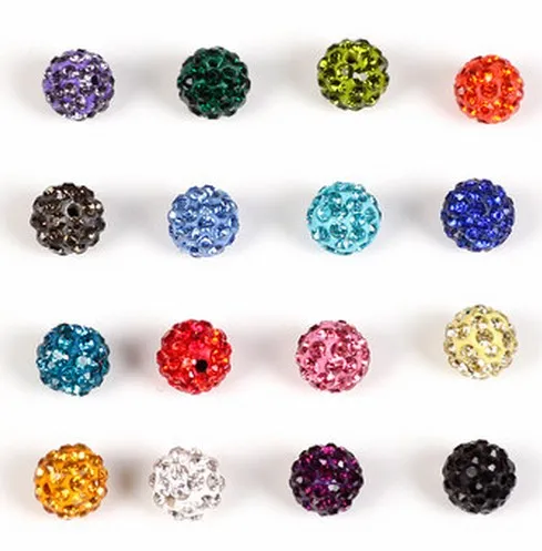100pcs/lot 8mm 10mm 12mm white free shipping ball crystal shamballa beads DIY 