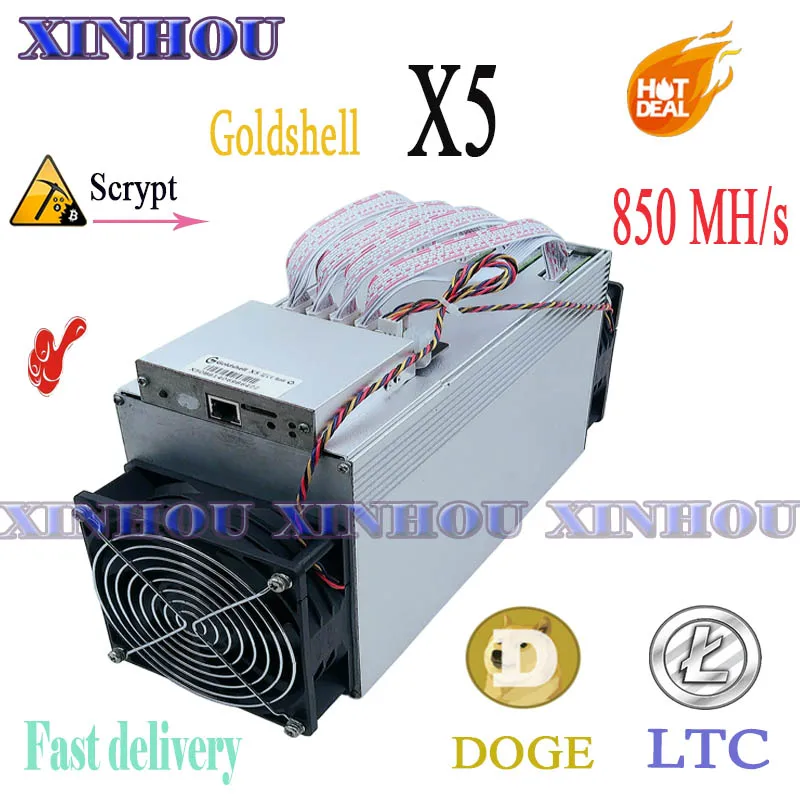 

Goldshell X5 850M Scrypt Asic miner Litecoin LTC DOGE miner More economical than LT5Pro Mini-doge Antminer L7 L3+ A6 A4+