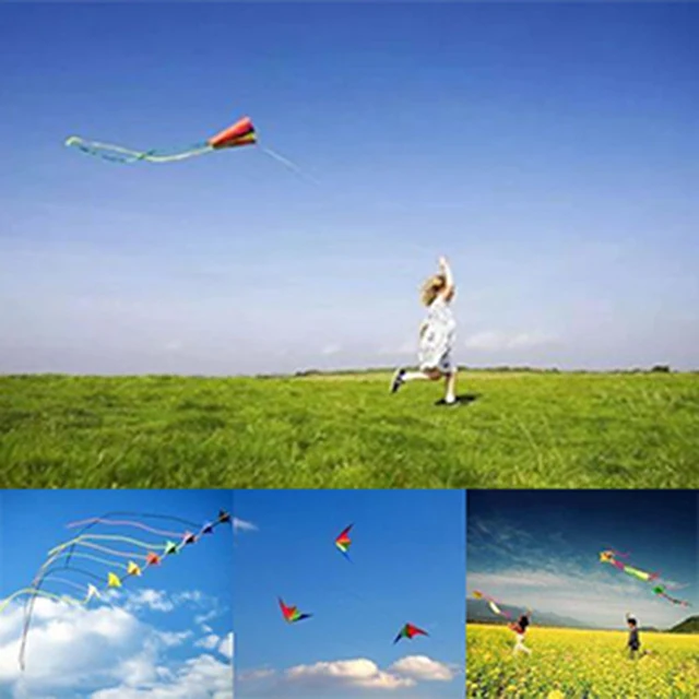 1pc Outdoor Toys Large Delta Kites Tails With Handle For Children Kites Nylon Kite Color Random 6