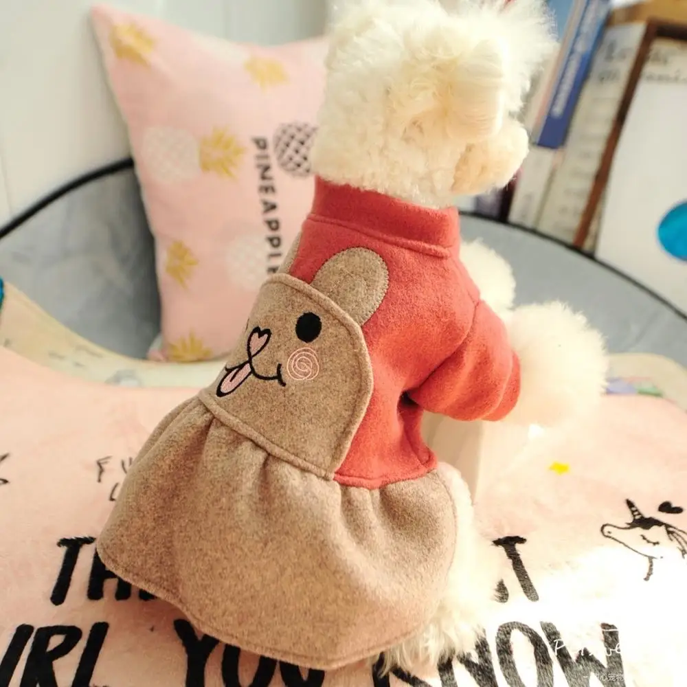 Красное пальто зимняя одежда для девочек с собачкой щенком свадебные платья