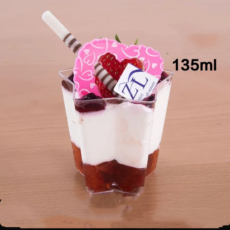 50PCS Mousse Dessert cup Heart-shaped Clear Portion Transparent Container for Jelly Yogurt Disposable Plastic Portion Cups