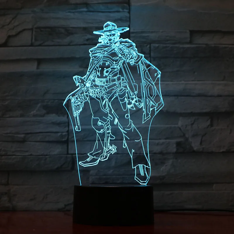 Игра Overwatch ночник для детей Usb сенсорный Сенсор Джесси Маккри рисунок номер декоративные светодиодные лампы подарки OW 3d светодиодный ночной Светильник для детей