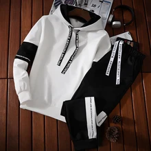 

Men's Tracksuit Casual Hooded Hoodies Pants Two Piece Sets Drawstring Jogging Suit Sweatshirts Set Man Fashion Clothing