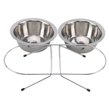 

32.5cm Pet Dog Bowl Stainless Steel Puppy Cat Feeding Drinking Double Bowls Pet Dog Feeder Water Bowl