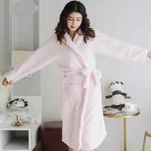 Зимний женский халат, Коралловый бархатный халат, ночное платье, Пижама, одежда для сна, осенняя и теплая одежда для сна, Femme
