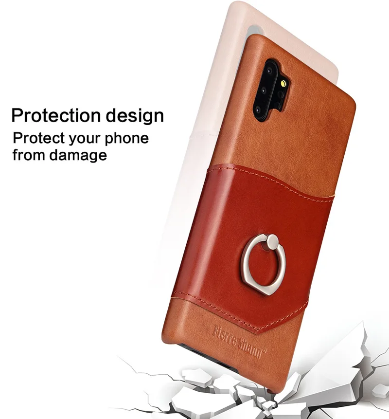 Натуральная телячья кожа чехол для samsung Galaxy Note 10 Plus кольцо пальцевый держатель задняя крышка оболочка