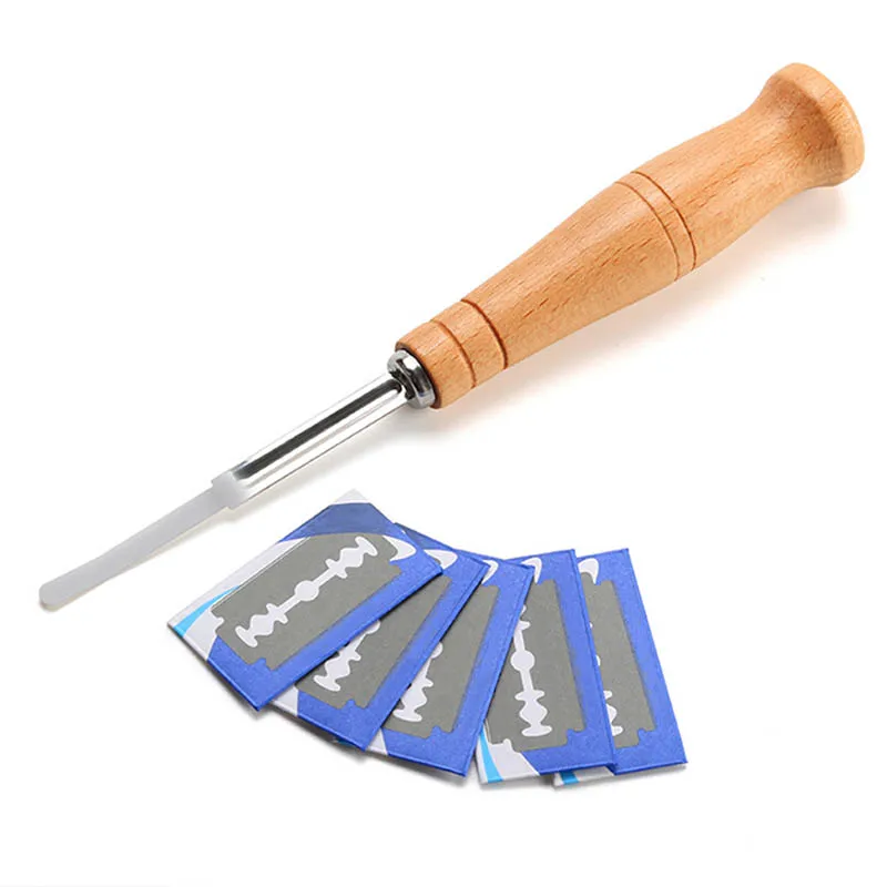 

Portable Bread Cutter French Kitchen Gadgets Wooden Normal/Long Handle Baking Accessory European Style Arc Curved Toast Knife
