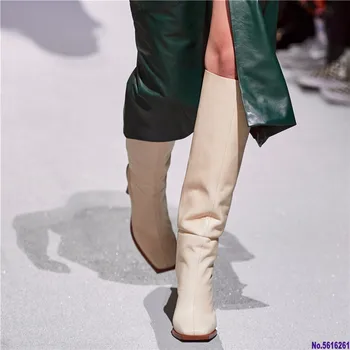 

Fashion Elegant Square Toe Women High Winter Boots 2020 Comfortable High Heels Pumps Working Office Lady Shoes Woman