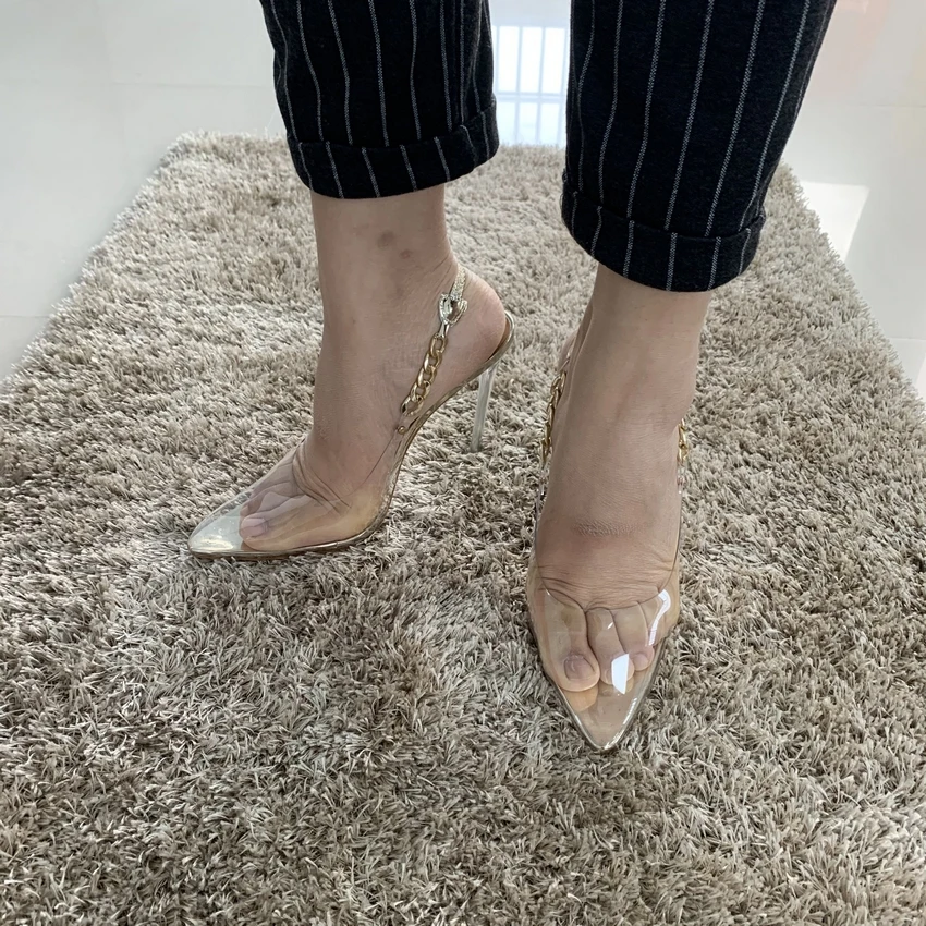 Pointed Toe Womens Perspex Heels Path To Greatness Clear Kitten