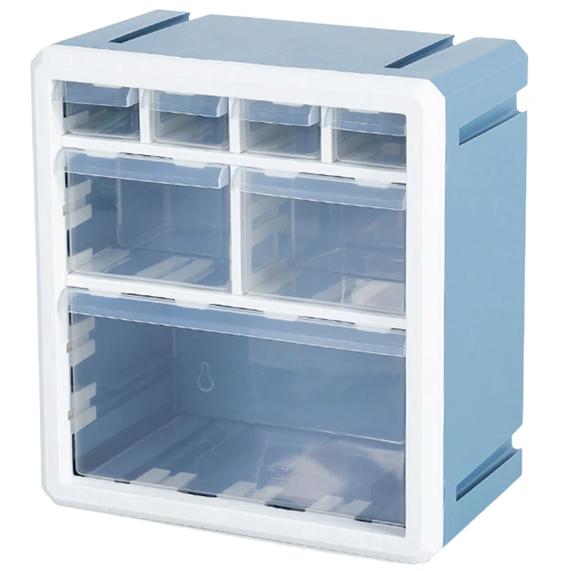 Blue Seven Grid Plastic Storage Box Cosmetic Organizer Desktop Multi-Layer Drawer Case Tools Bead Rings Jewelry Makeup Organizer - Цвет: Blue Seven Grid