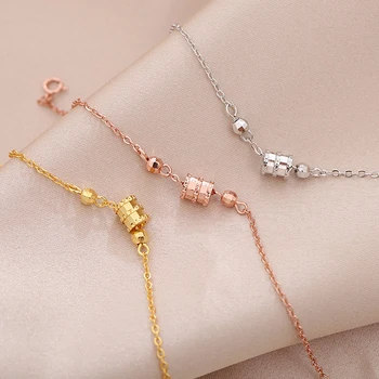

ZS 3 Colors Simple 925 Sterling Silver Bracelets Women Round Beads Link Tennis Bracelet Femme Party Wedding Silver Jewelry Gift