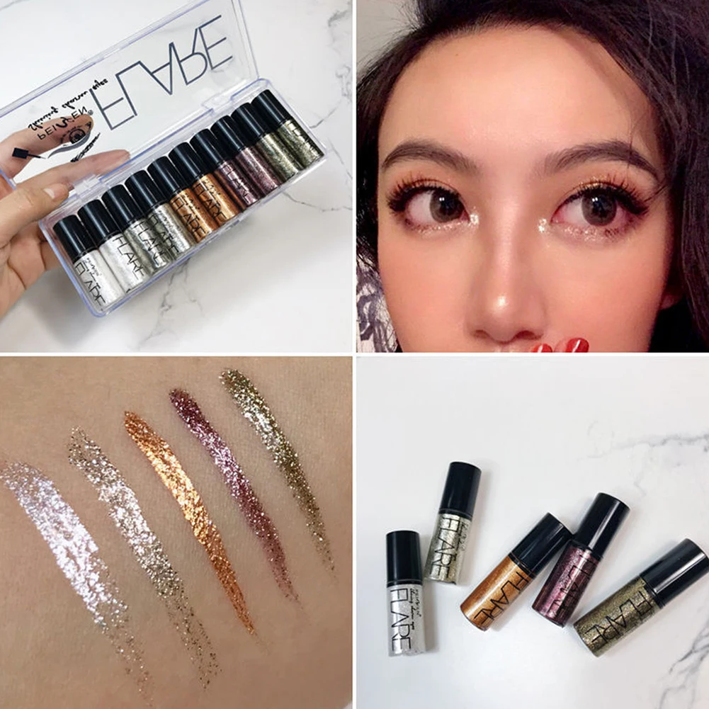 10Pcs Eyeliner Professional Makeup Silver Rose Gold Color Liquid Glitter Eyeliner Bling Shiny Eye Liner For Women Eye Pigment 10Pcs Eyeliner Professional Makeup Silver Rose Gold Color Liquid Glitter Eyeliner Bling Shiny Eye Liner For Women Eye Pigment