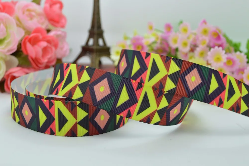 7/" 22 мм ацтекские узоры напечатаны grosgrain ленты hai rbow DIY ручной работы оптом OEM 50YD