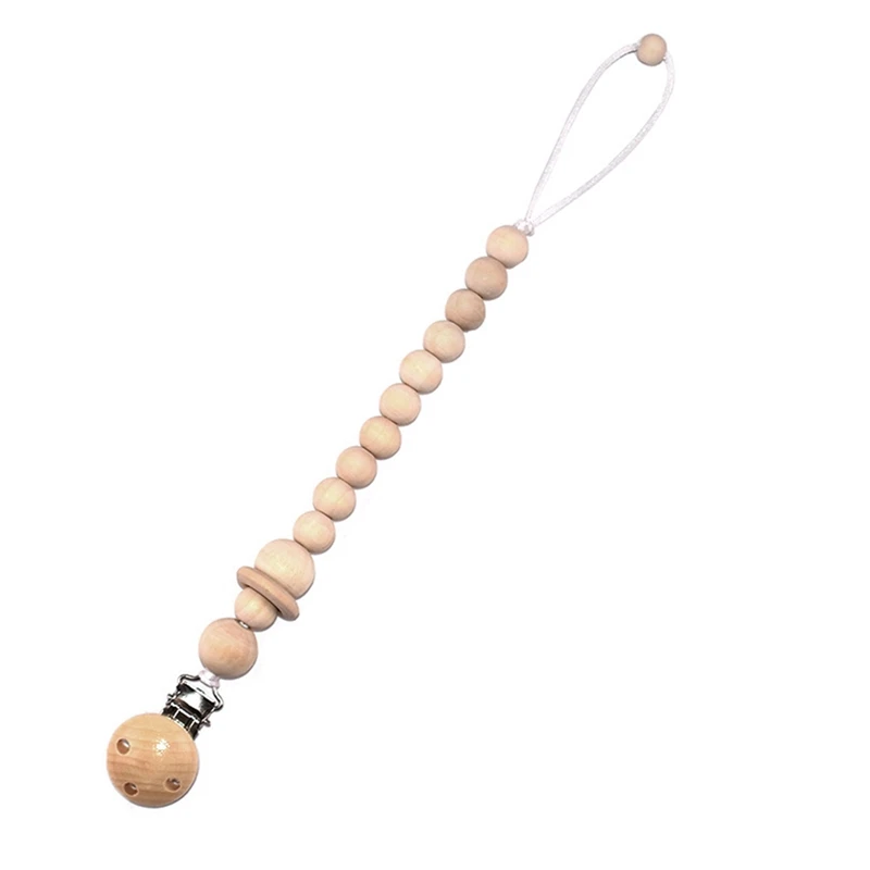 Wooden Baby Safety Pacifier Clip Anti-chain Infant Pacifier Chain Toy Newborn Nipple Holder Baby Product Random Style