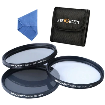 

ABKT-K&F Concept Uv Cpl Nd4 Lens Filter Kit Neutral Density Polarizing Filter