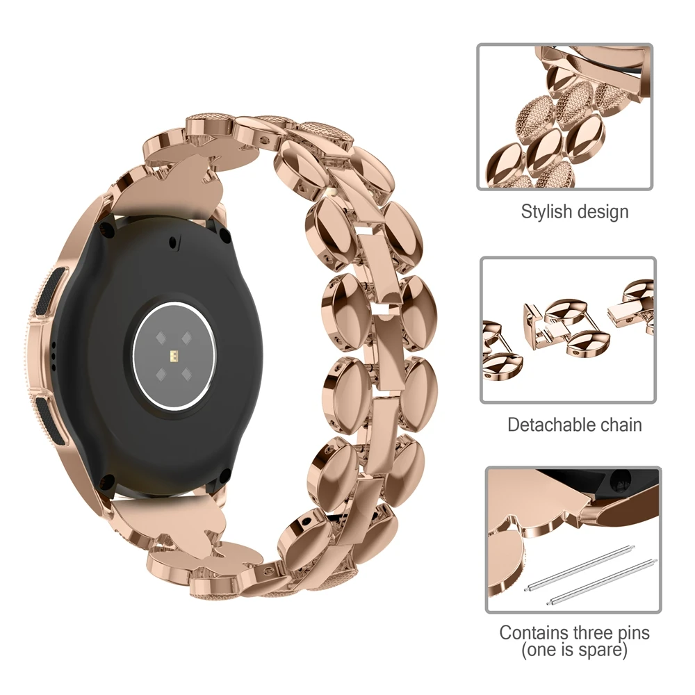 Мужской ремешок из нержавеющей стали для samsung Galaxy Watch 46 мм ремешок с 22 мм ширина браслет металлический ремешок для часов для Galaxy Active 2 44 мм