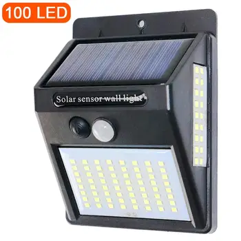 Sensore di movimento PIR 100LED Controllo della luce solare 3 lati Energia solare Lampione stradale Cortile Percorso Giardino domestico Lampada a energia solare Lampada da parete 1