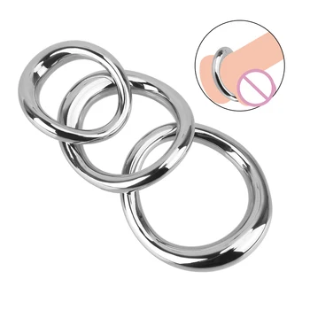 Stainless Steel Metal Scrotum Stretcher Penis Bondage Lock Delay Ejaculation Cock Ring Erotic Sex Toys for Men 6