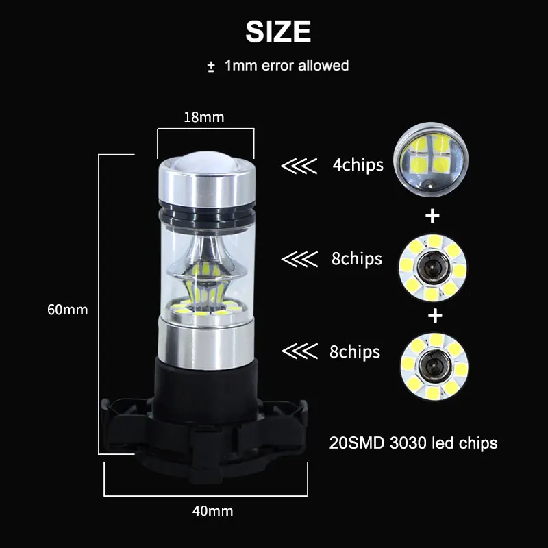 2pcs LED Ȱ Blub  Canbus PSX24W 2504 Dodge Avenger Caliber  Durango Journey Nitro Grand Caravan Challenger