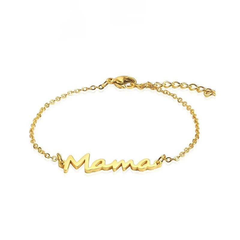 Liquidación RIR de acero inoxidable mamá pulsera de enlace de cadena de oro pulsera regalo para el Día DE LA Madre nueva mamá regalos Q5dMVNg7