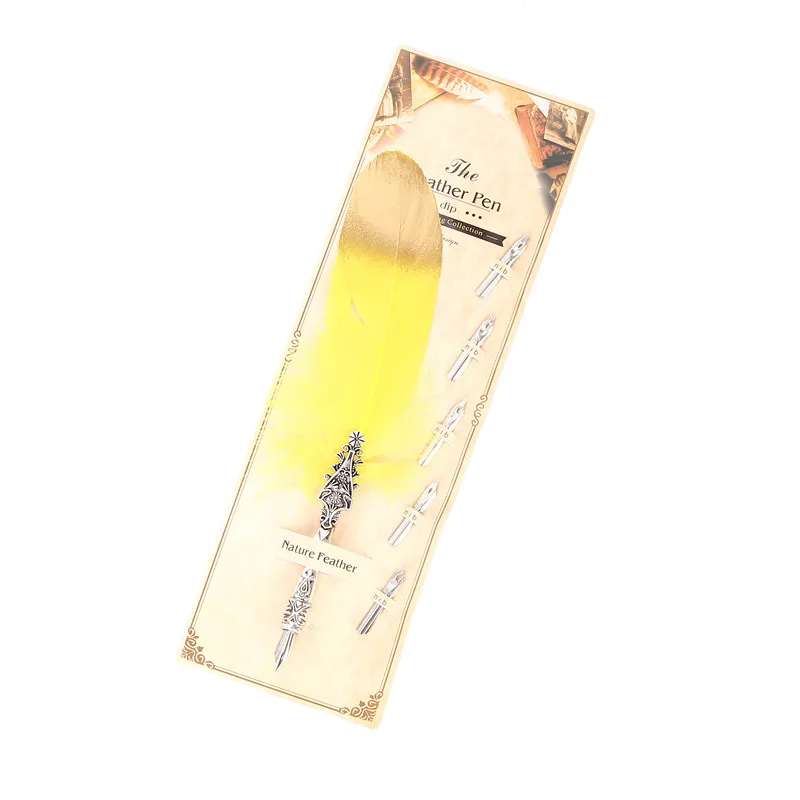 Yellow Gold Ретро винтажная каллиграфическая перьевая ручка индивидуальный дизайн простая картонная упаковка Высокое качество перо Простота в использовании письмо - Цвет: Yellow Gold