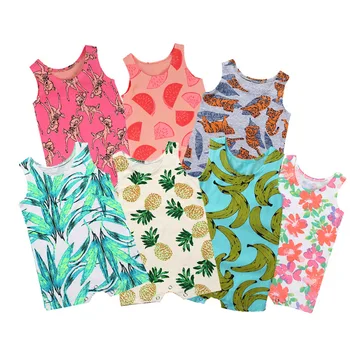 

2020 New Summer Sleeveless Newborn Baby Girl Boy Clothes Cotton Cut Cartoon Print Romper Jumpsuit Soft Baby Outfit One Piece