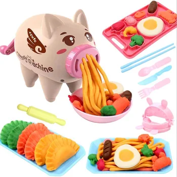 

Children Pig Colored Mud Noodles Machine Cover Pack Color Clay Plasticine Bag Dumplings Play House Puzzle Toy