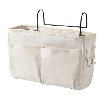 

Bedside Storage Baskets Bedside Shelf In Cloth Bedroom Hanging Storage Waterproof Storage BasketDesk iron Storage baskets