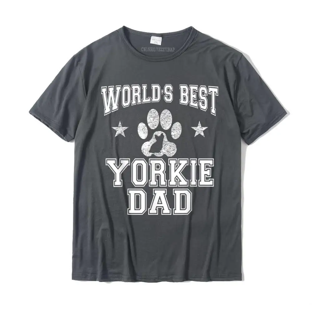 Camisa Crazy Summer Short Sleeve Summer Autumn Tees 2021 Fashion Round Collar 100% Cotton Tshirts Men's Top T-shirts Mens World's Best Yorkie Dad Dog Owner T-Shirt__MZ22612 carbon