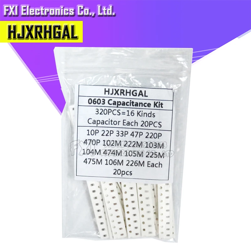16 значений * 20 шт = 3 0603 SMD конденсатор Ассорти Комплект 10pF-475M компонент diy Образцы