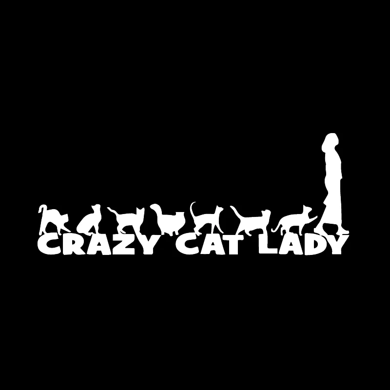 Серебристый YJZT 18,6X7,4 см автомобильный стикер Crazy Cat Lady с правой стороны забавная Милая наклейка на окно автомобиля кошки черный/серебристый C24-1707 - Название цвета: Серебристый