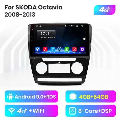 Junsun V1 2G+ 32G Android 9,0 DSP для SKODA Octavia 2 2008-2013 автомобильный Радио Мультимедиа Видео плеер навигация gps RDS 2 din dvd - Цвет: 4-64GB for 4G