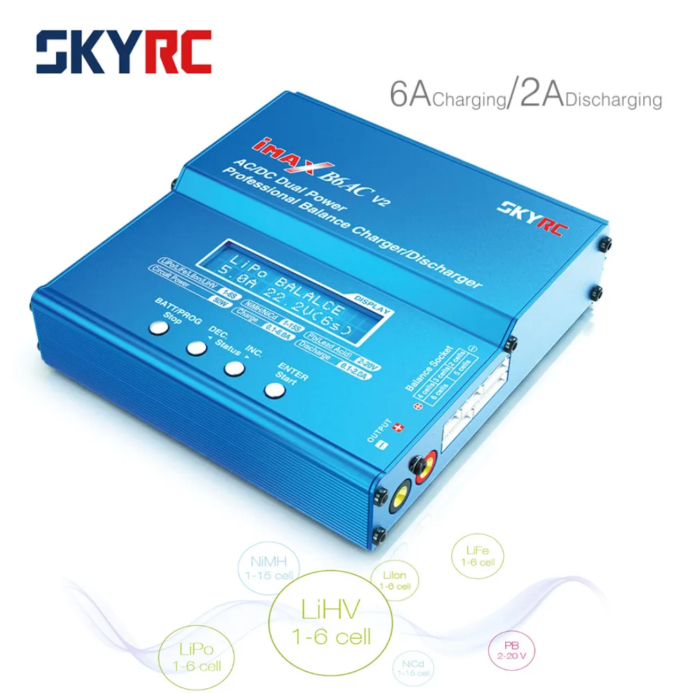SKYRC IMAX B6AC V2 Постоянный/переменный ток, двойное зарядное устройство для баланса питания, зарядное устройство для 1-6S Lipo LiHv LiFe Lilon 1-15s NiCd/NiMH