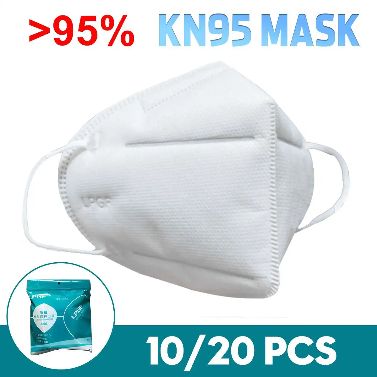 

10/20PCS KN95 Disposable Protective Mask PM2.5 Mouth Mask Anti Dust Mask 5 Layers Earloop Mouth-muffle Non-woven Face Masks