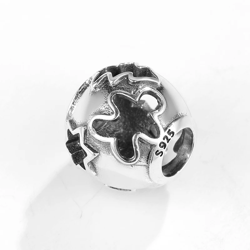 Аутентичная круглая ажурная Рождественская елка из стерлингового серебра 925 пробы, браслет Pandora для женщин, ювелирный подарок